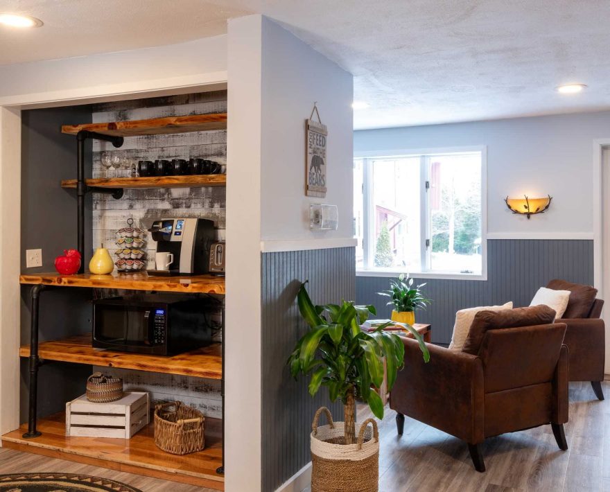Coffee bar at White Horse Lodge in Vermont
