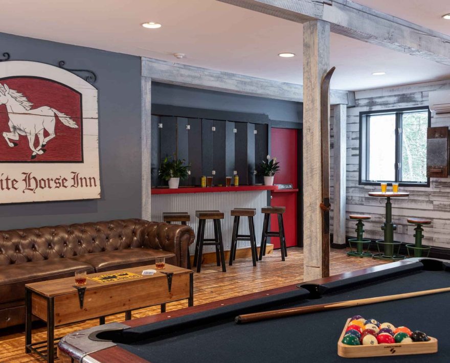 Game room at White Horse Lodge in Waitsfield, VT